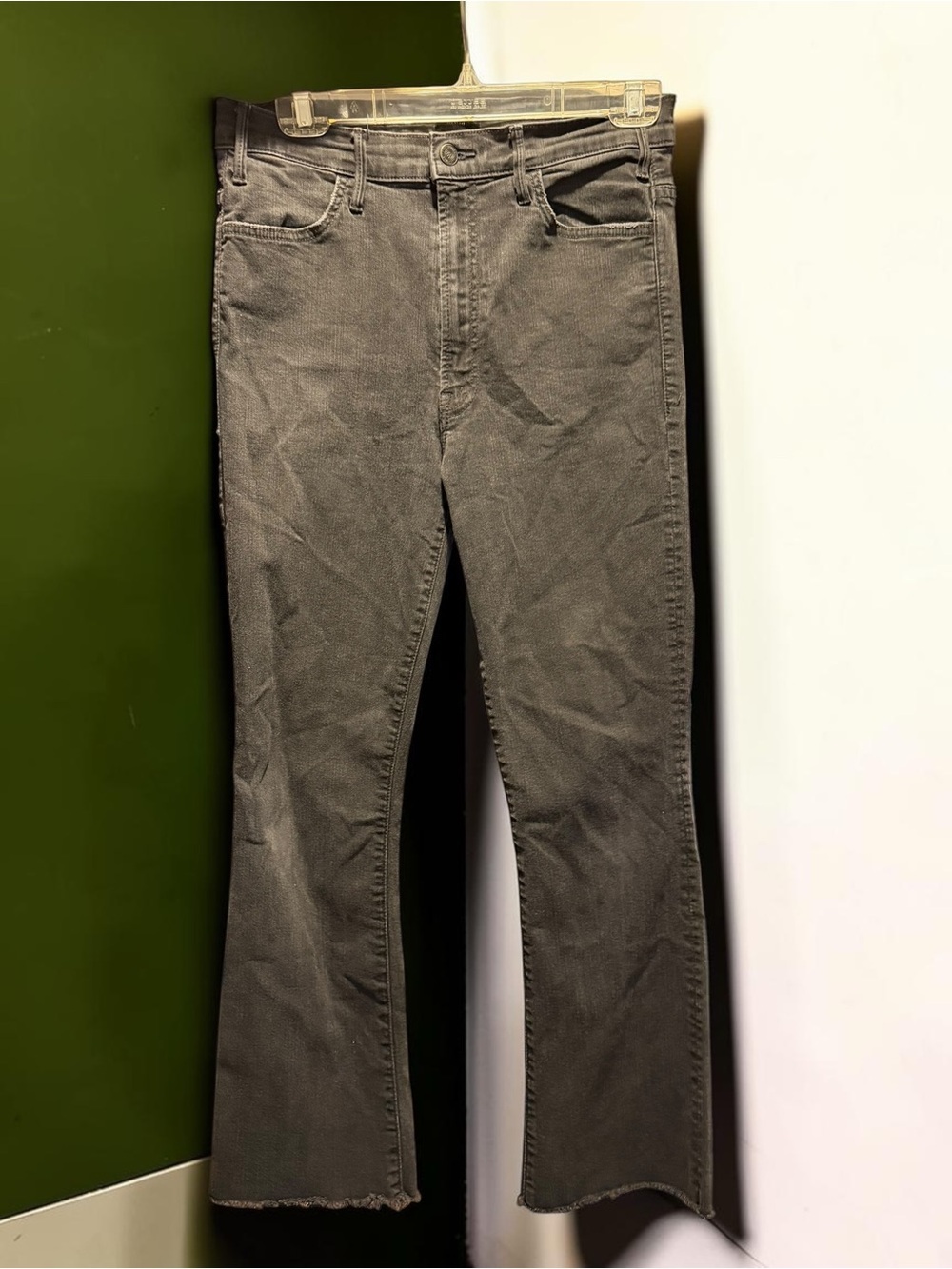MOTHER The Hustler Ankle Fray Black Jeans Size 30 High Rise Flare